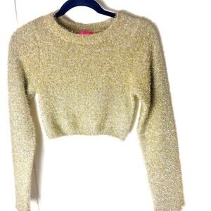 Hot & Delicious Glittering Gold Tinsel Crop Top. Size Small.
